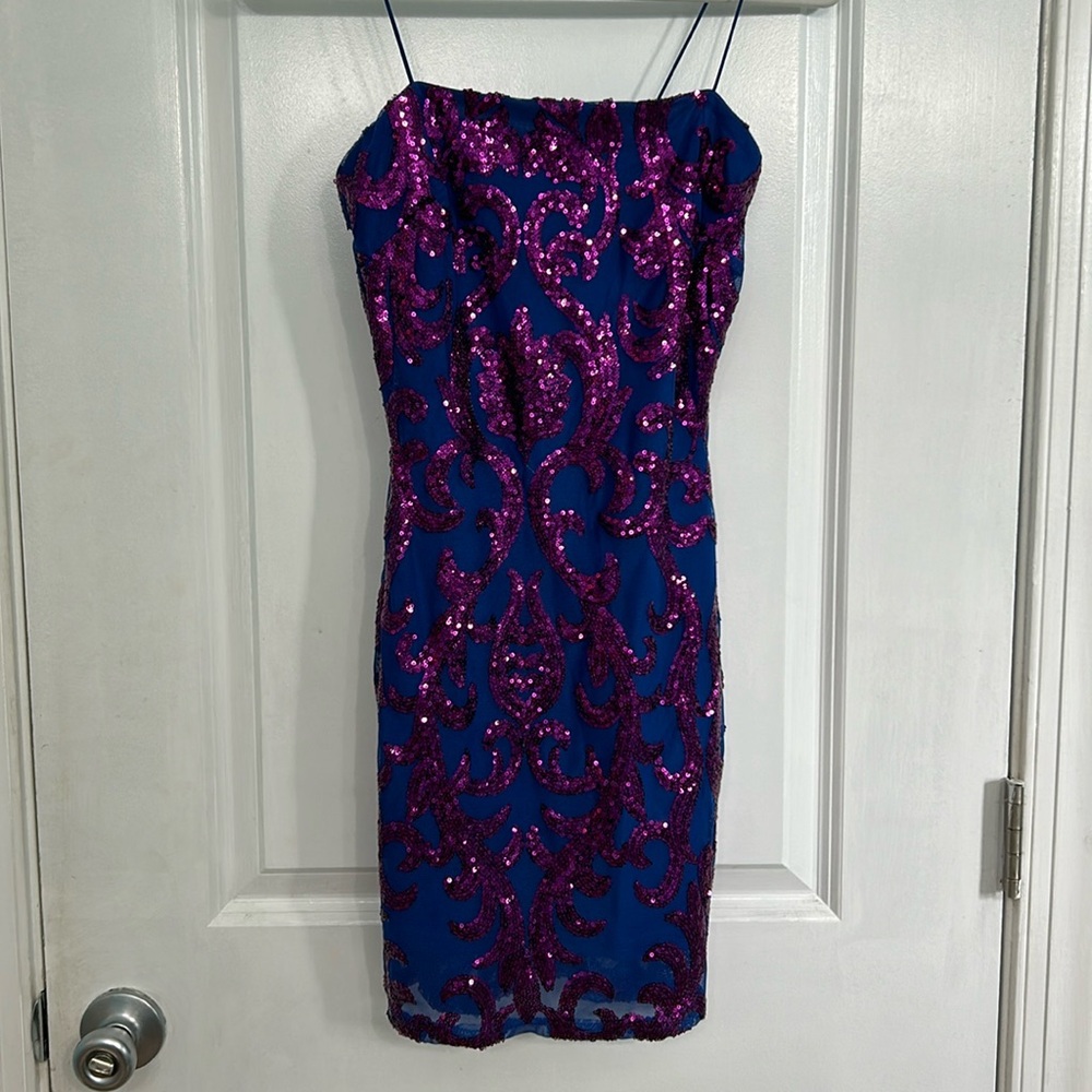 Windsor Blue and Magneta sequin homecoming dress size XS semi formal